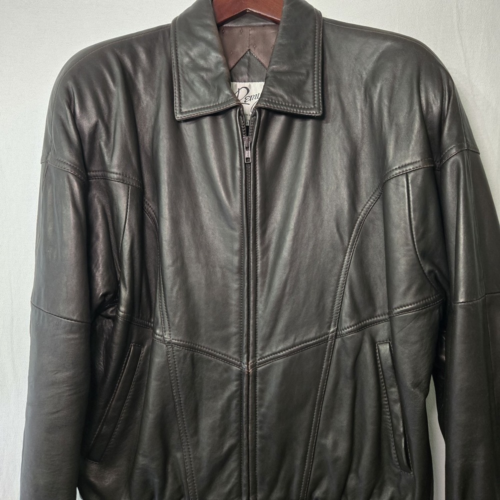 Vintage Remy Black Leather Jacket Mens 40 Made in the USA Satin‎ Lined Excellent